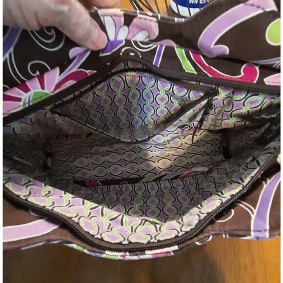 Vera Bradley PURPLE PUNCH GABBY Floral Quilted Bag With Zipper & Pockets - Picture 6 of 10